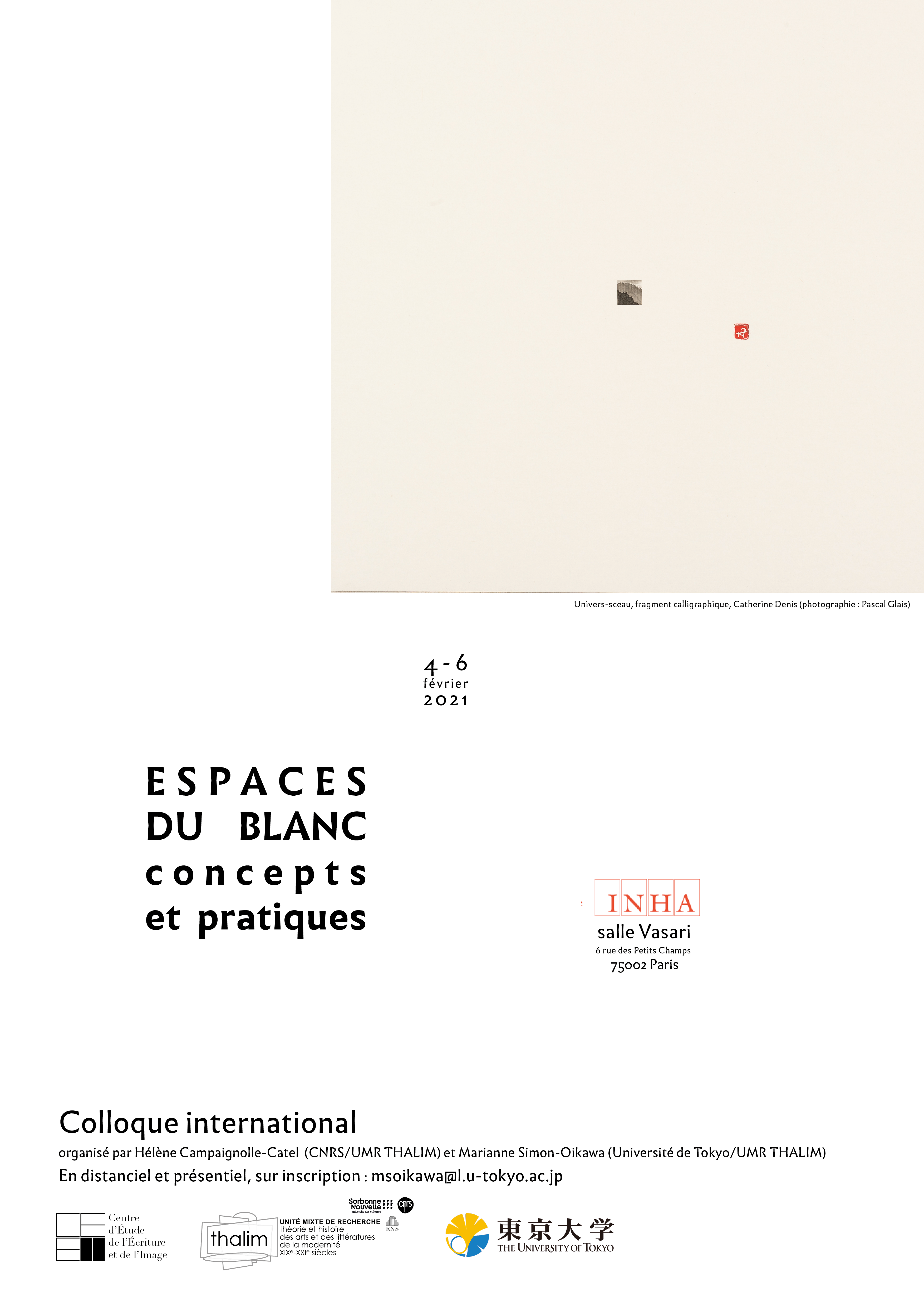COLLOQUE ANNULÉ : Espaces du blanc : concepts et pratiques