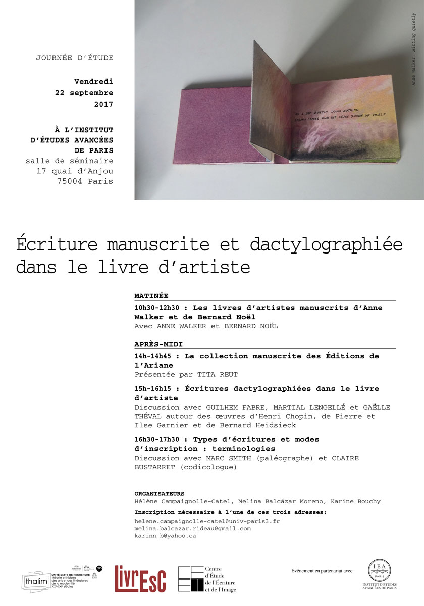 Écriture manuscrite et dactylographiée dans le livre d’artiste