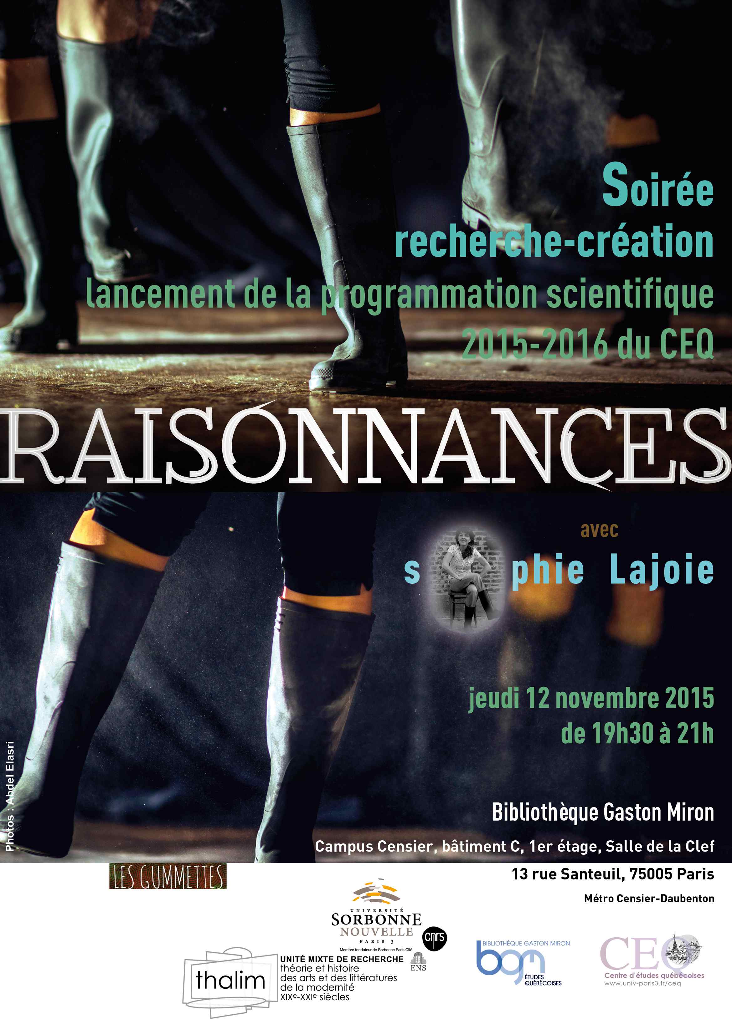 Captation en ligne de Raisonnances, lancement de la programmation scientifique 2015-2016 du Centre d’études québécoises