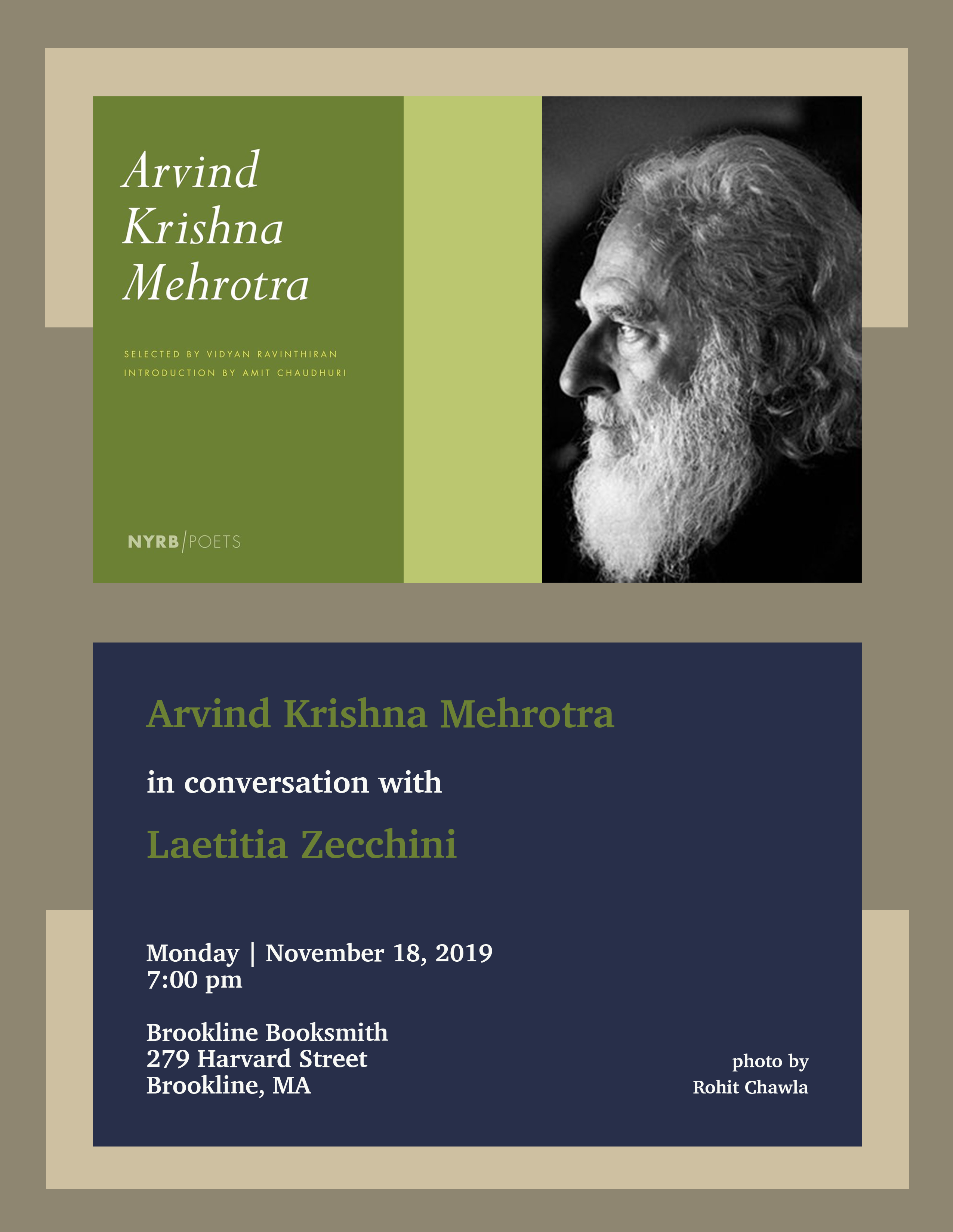 Arvind Krishna Mehrotra in conversation with Laetitia Zecchini