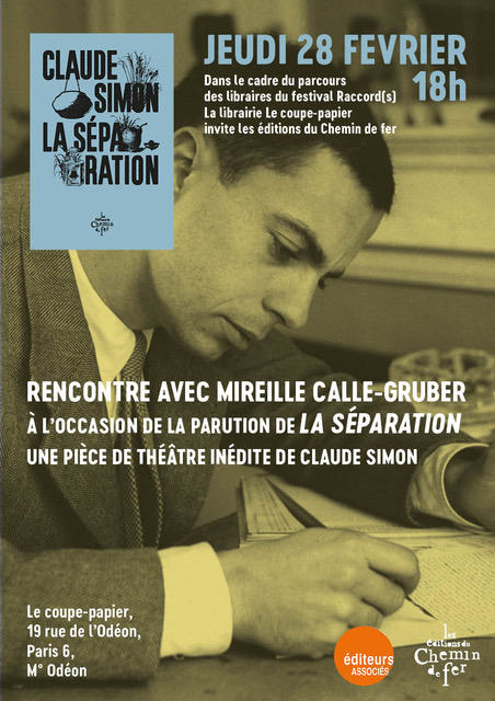 Rencontre avec Mireille Calle-Gruber à l’occasion de la parution de La Séparation de Claude Simon