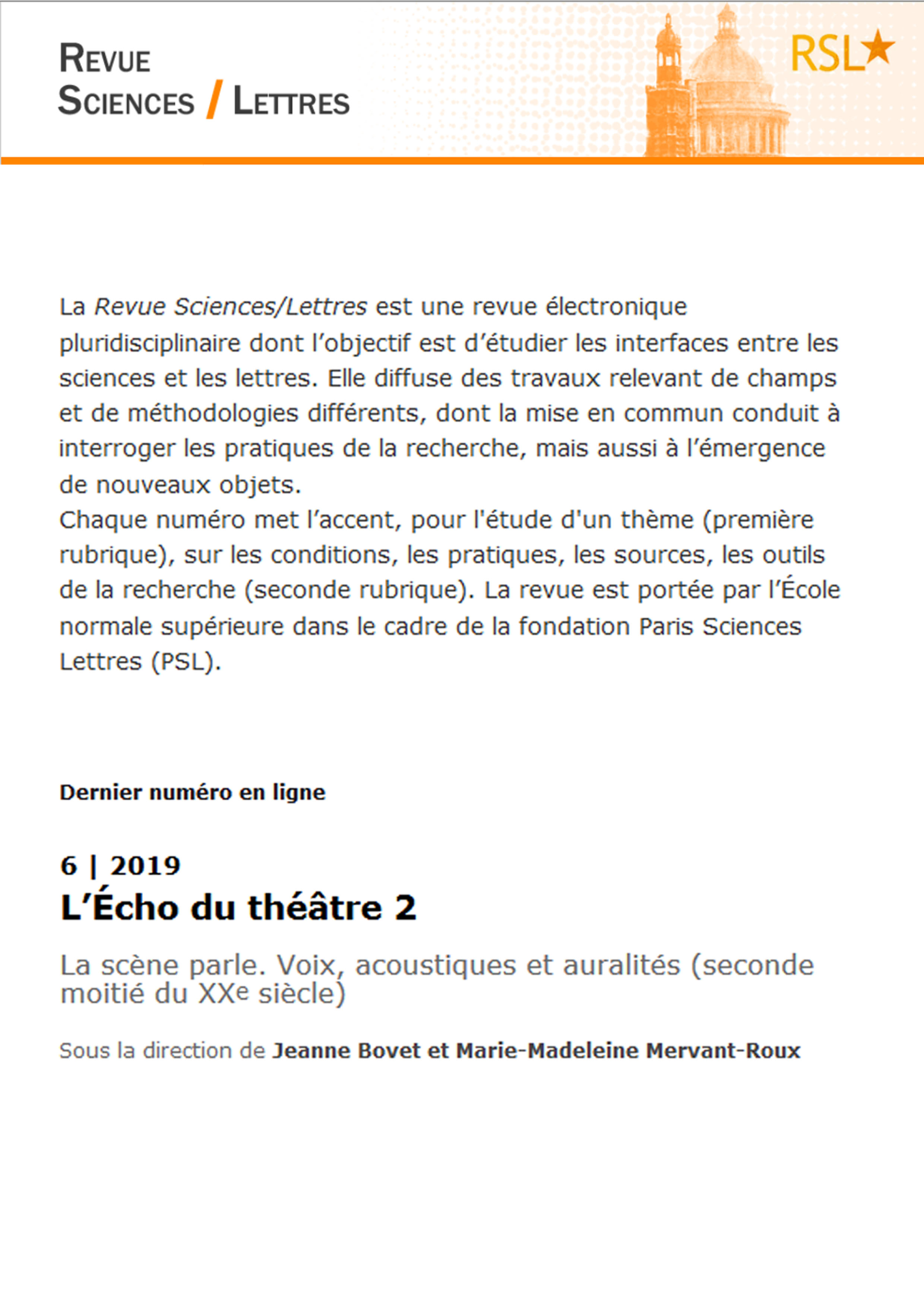 L’Écho du théâtre 2 La scène parle. Voix, acoustiques et auralités (seconde moitié du XXe siècle)