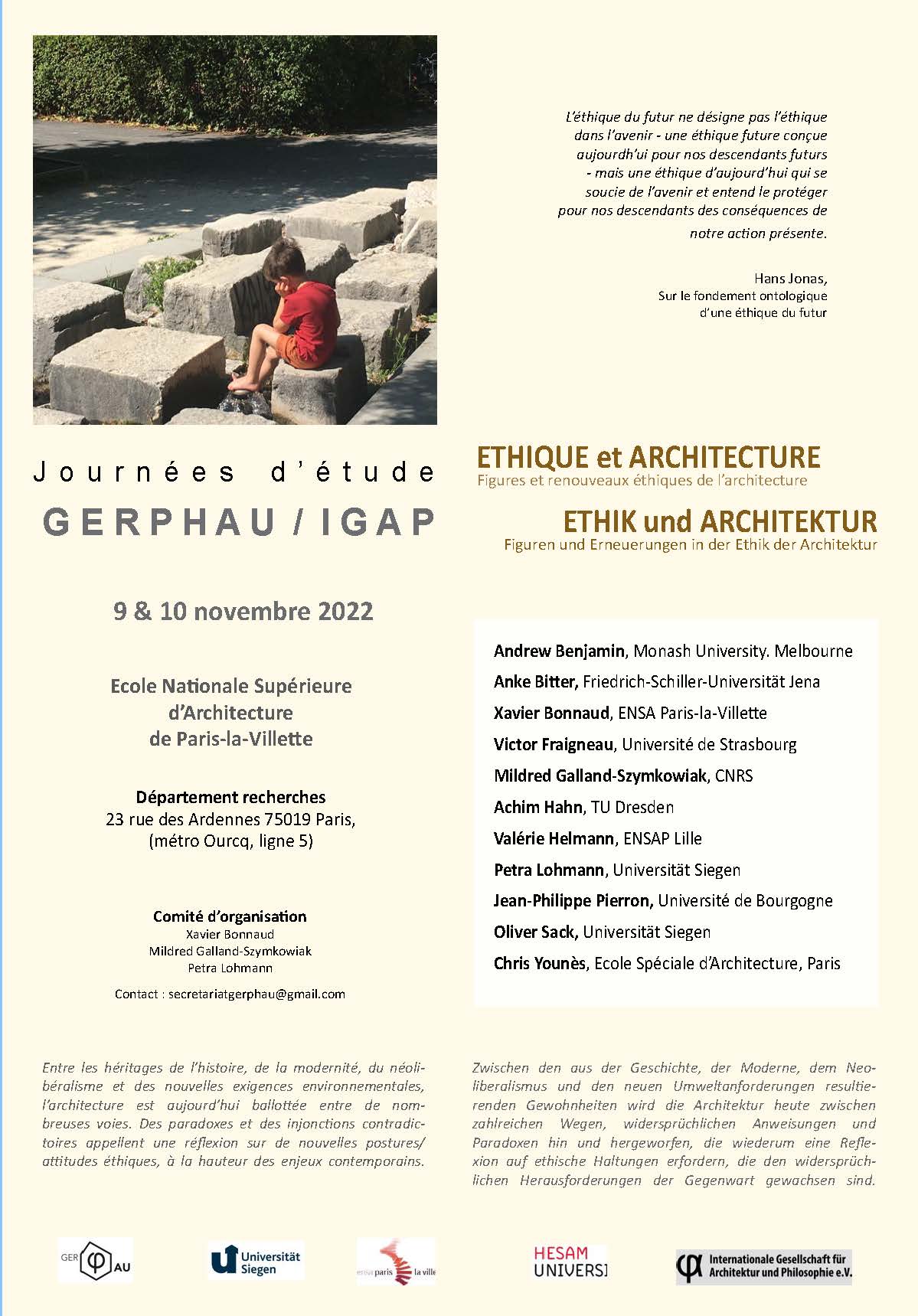 Ethique et Architecture. Figures et renouveaux éthiques de l’architecture / Ethik und Architektur. Figuren und Erneuerungen in der Ethik der Architektur
