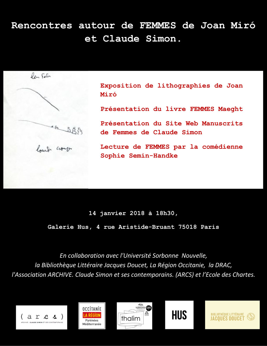 Rencontres autour de Femmes de Joan Miró et Claude Simon