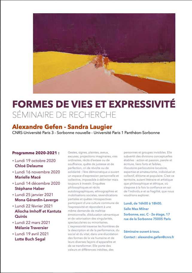 Formes de vies et expressivité (2020-2021)