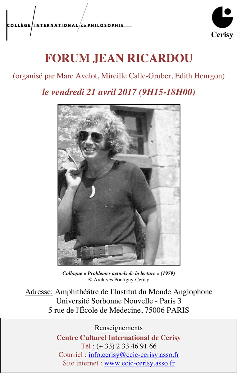Journée d&rsquo;hommage à Jean Ricardou