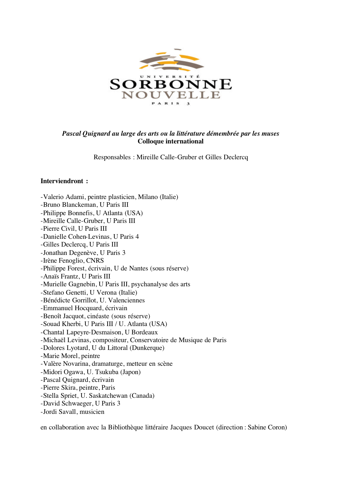 Pascal Quignard au large des arts ou la littérature démembrée par les muses