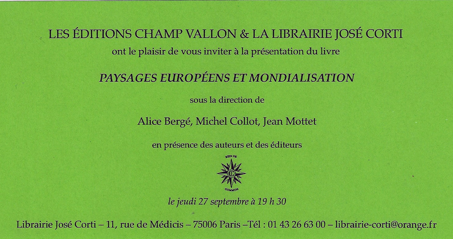 Présentation du livre « Paysages européens et mondialisation »