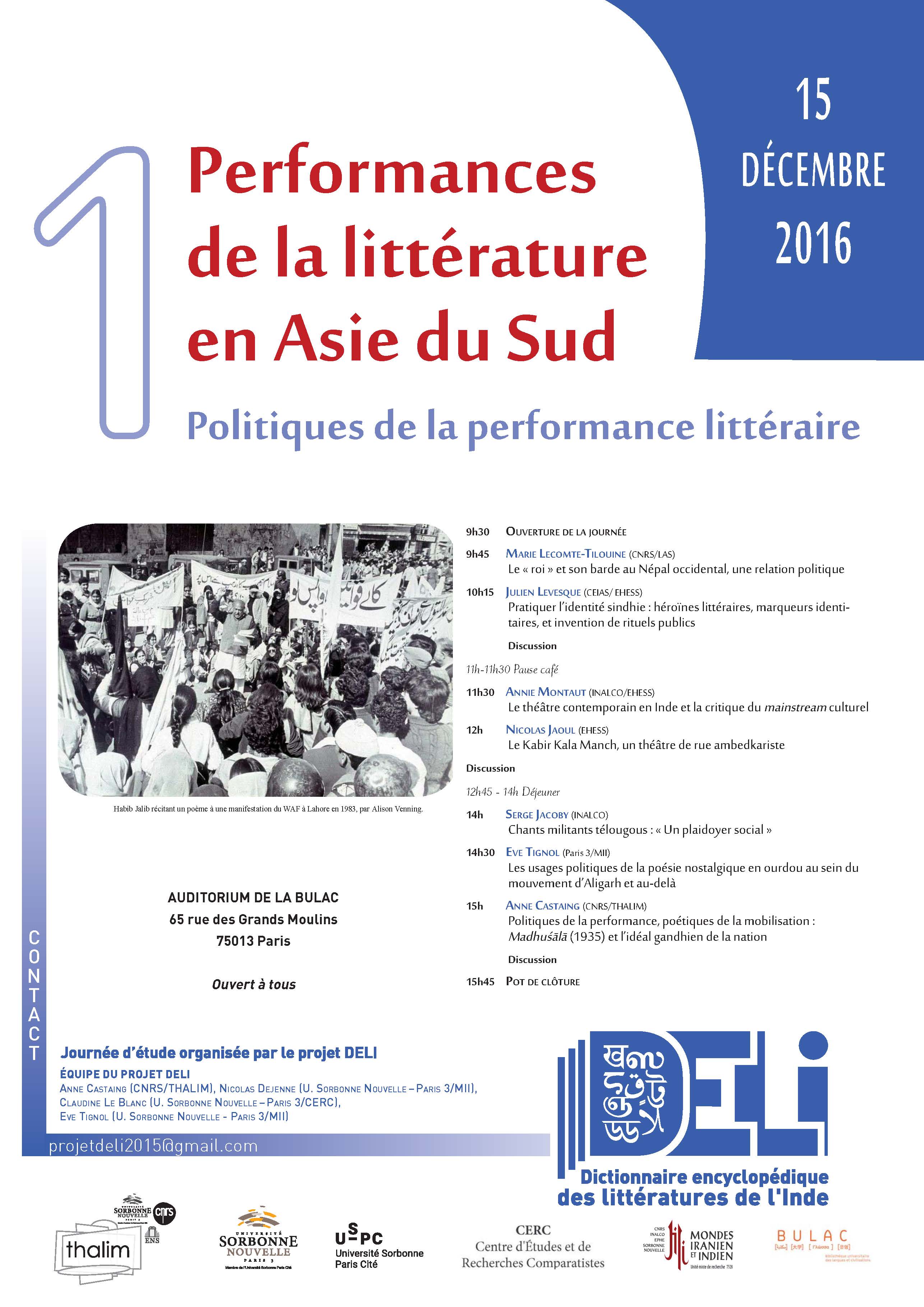 Performances de la littérature en Asie du Sud 1 : politiques de la performance littéraire