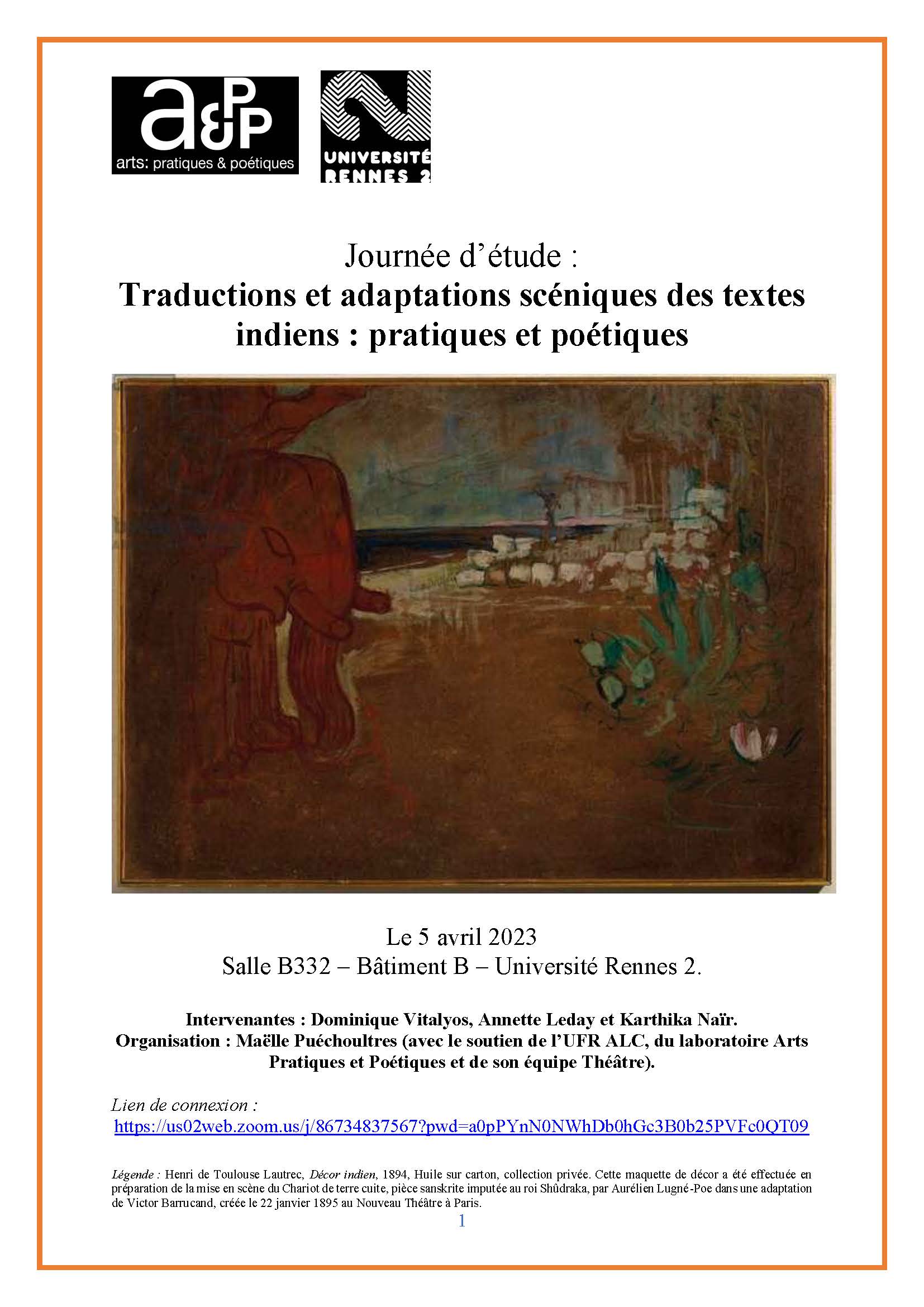 Traductions et adaptations scéniques des textes indiens : pratiques et poétiques
