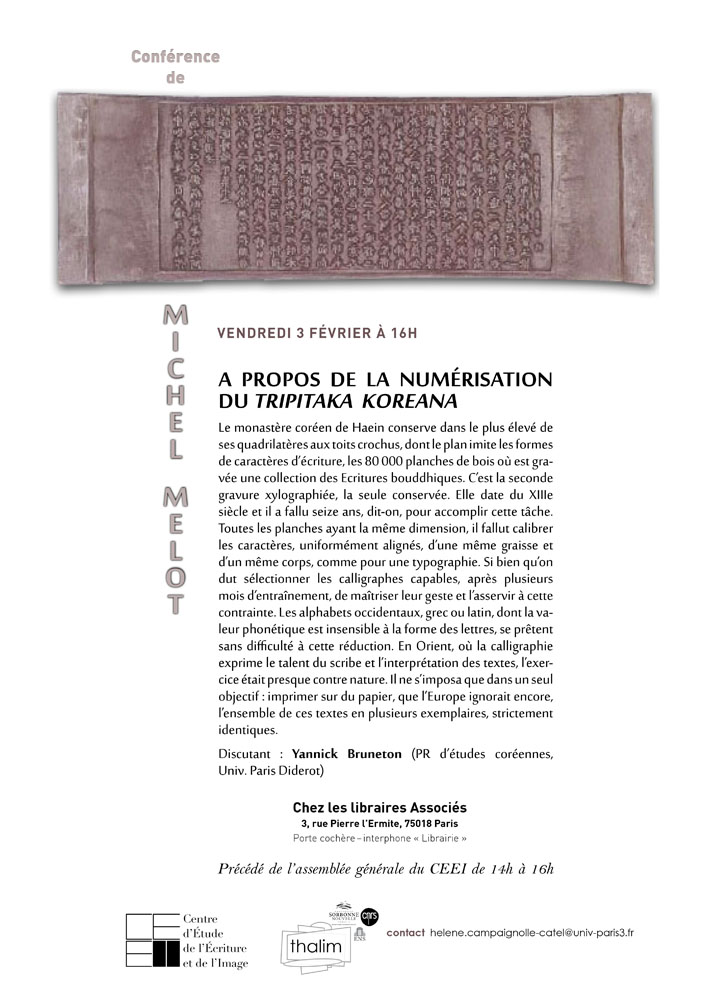 Michel Melot, «A propos de la numérisation du Tripitaka Koreana»