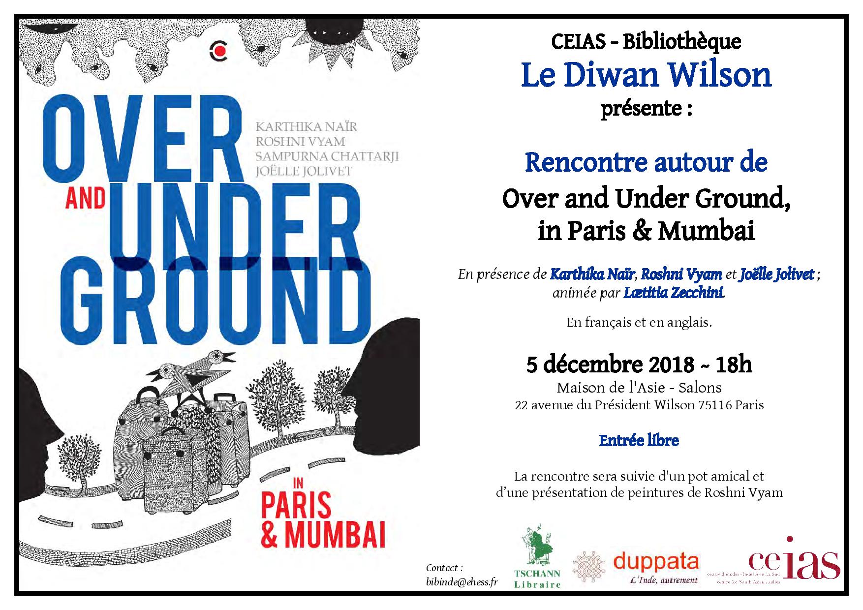On Metro Lands: Over & Underground in Mumbai & Paris Recueil de poésie de Karthika Naïr et Sampurna Chatterjee, illustré par Joëlle Jollivet et Roshni Vyam