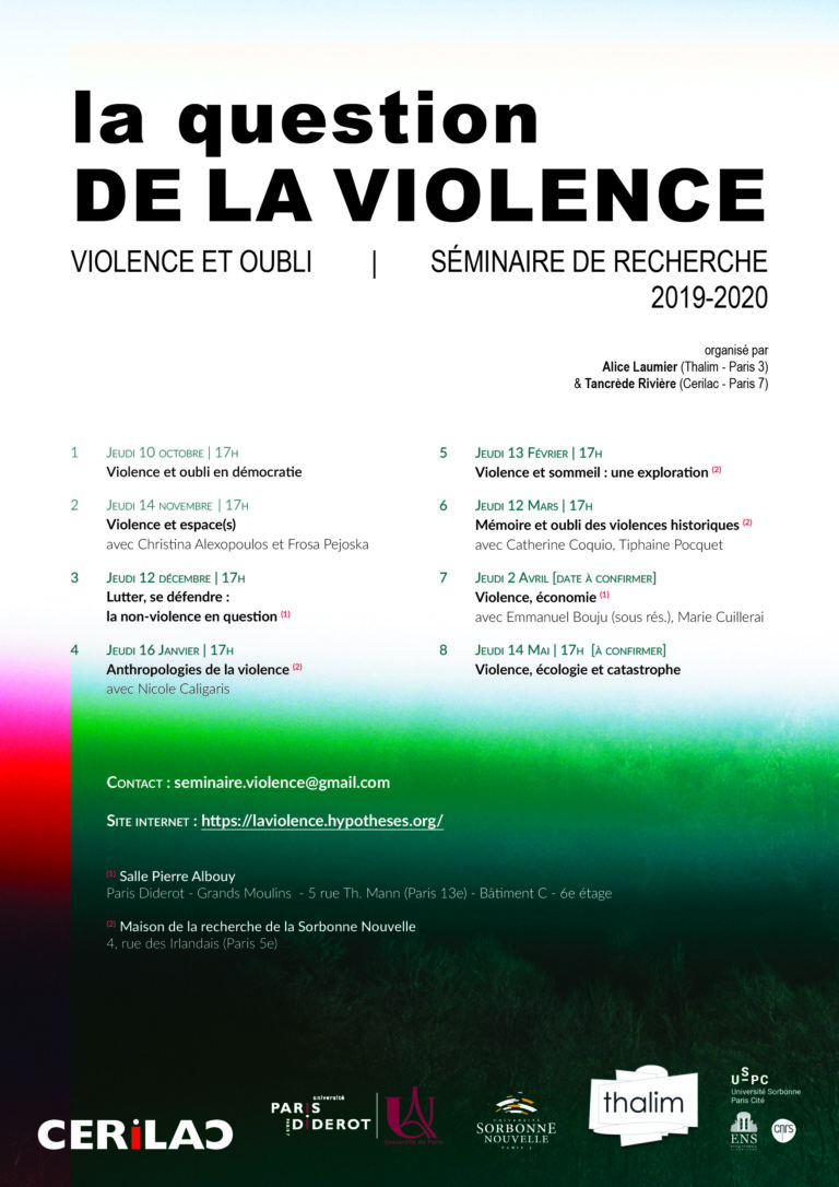 La question de violence – séminaire 2019-2020