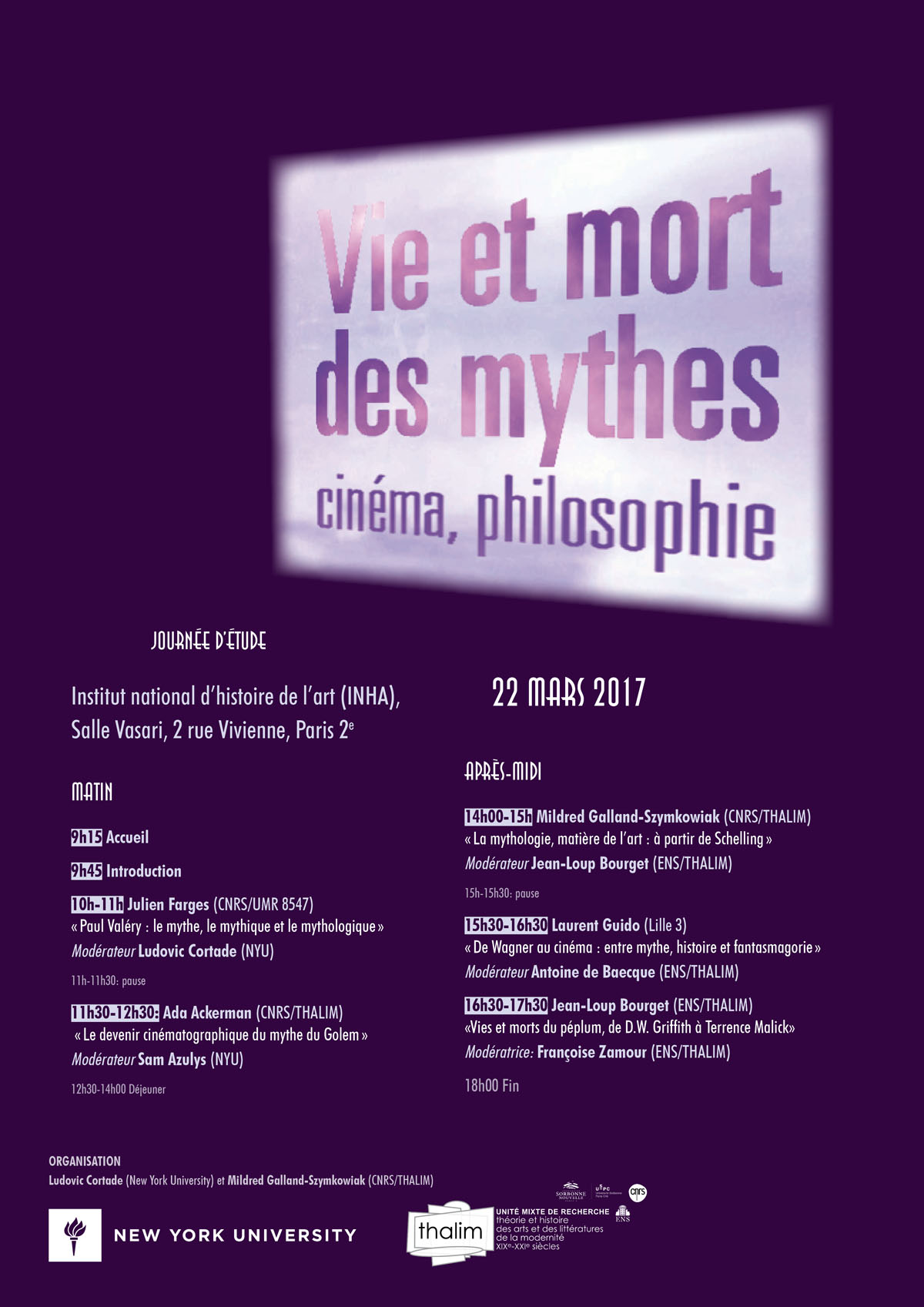 Vie et mort des mythes. Cinéma, philosophie